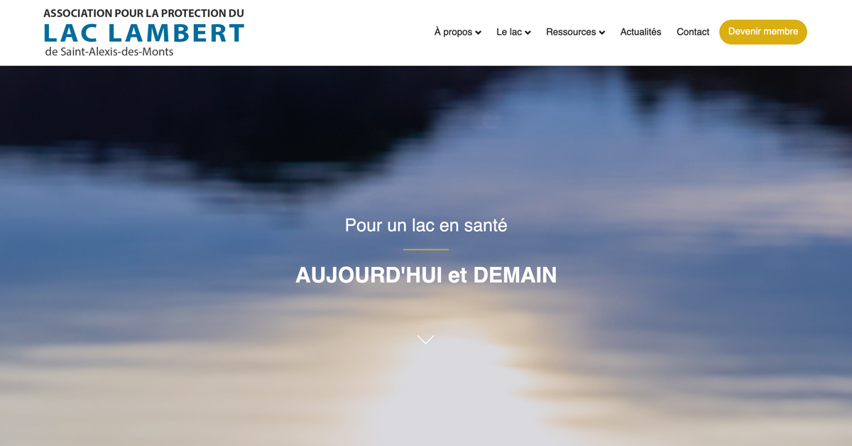 Page d'accueil du site de l'Association pour la protection du lac Lambert